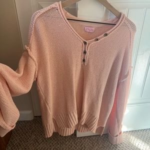Pink Lily Knit Sweater with wide sleeves